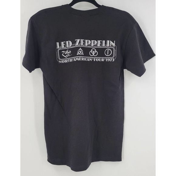 Led Zeppelin North American Tour 1973 Silver Marquee Sparkle NOS Black T Shirt S - Picture 3 of 7